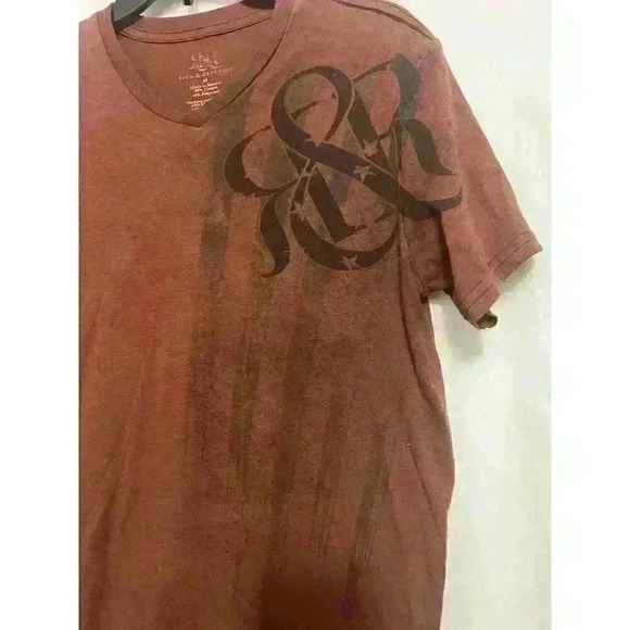 Rock Republic Mens Shirt Medium Rust Red VNeck Pullover Short Sleeve 0064 - Picture 4 of 4